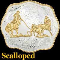 Team Ropers Buckle - Scalloped