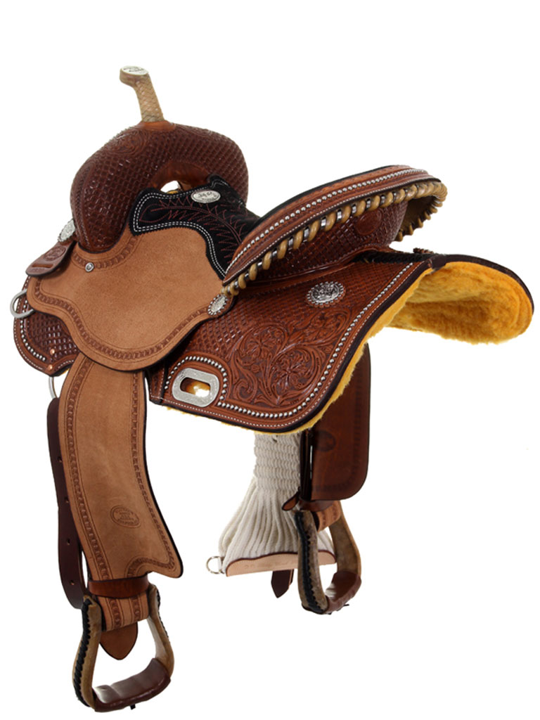 Billy Cook Barrel Saddle Hot Oil Silver Dots Stitched Seat 14"  14.5" 16" 10-1530